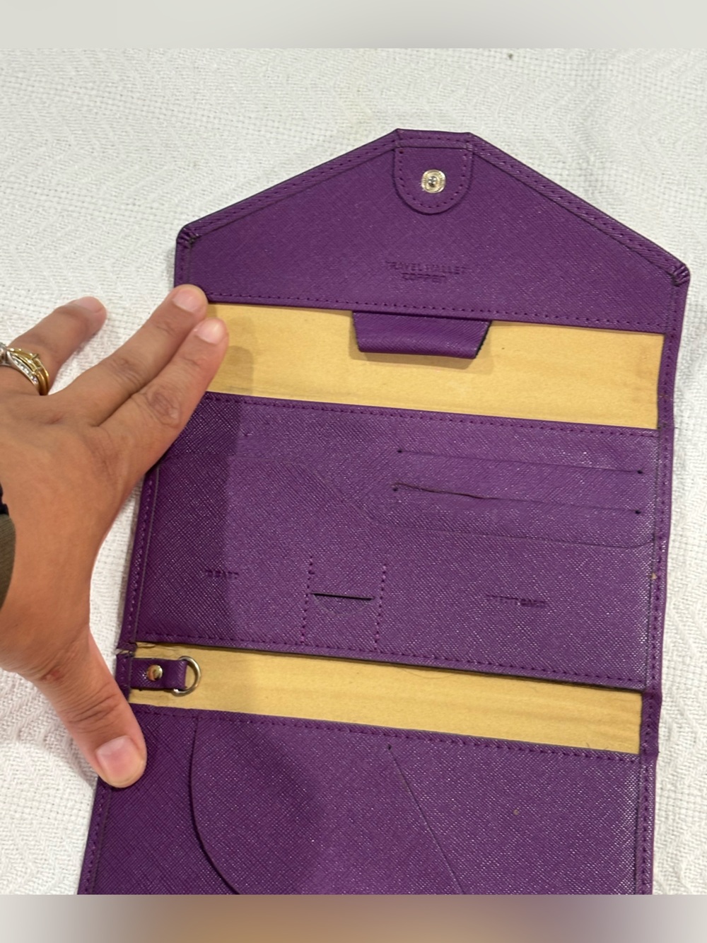 Saffiano Purple Envelope Wallet Clutch - Picture 3 of 8